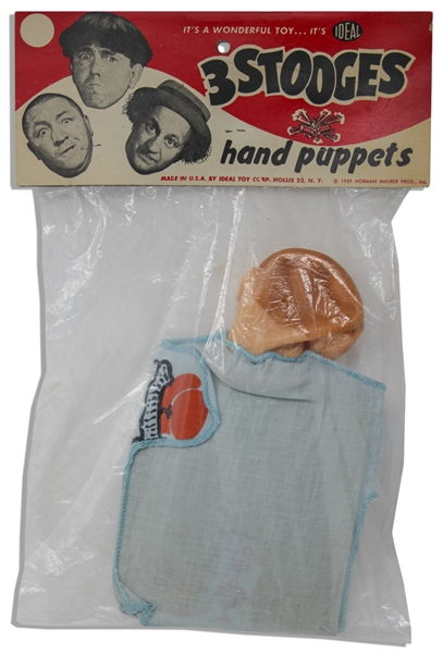 Three Stooges Hand Puppet From 1959 of Curly in Original, Unopened Ideal Packaging -- Very Good to Near Fine Condition